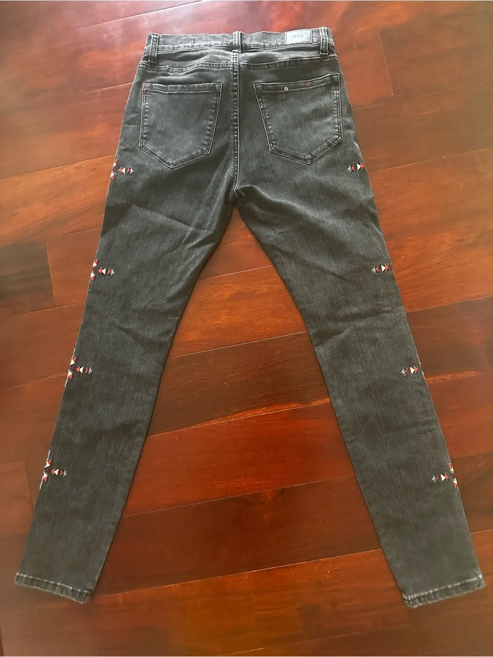 BDG Black Skinny Jeans with Side Geometric Embroidery